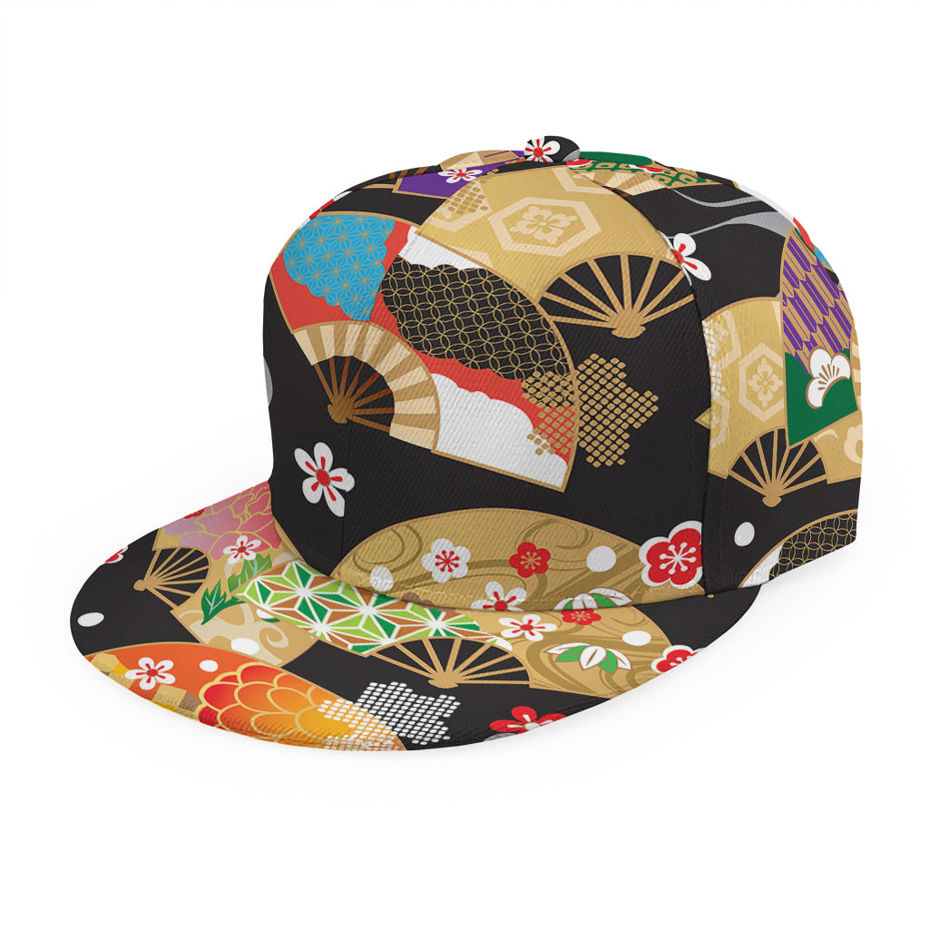 Japanese Hand Fan Pattern Print Snapback Cap