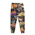 Japanese Hand Fan Pattern Print Sweatpants