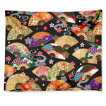 Japanese Hand Fan Pattern Print Tapestry