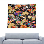 Japanese Hand Fan Pattern Print Tapestry