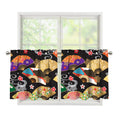 Japanese Hand Fan Pattern Print Tier Curtains