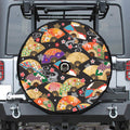 Japanese Hand Fan Pattern Print Tire Cover With Camera Hole