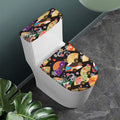 Japanese Hand Fan Pattern Print Toilet Lid And Tank Cover Set