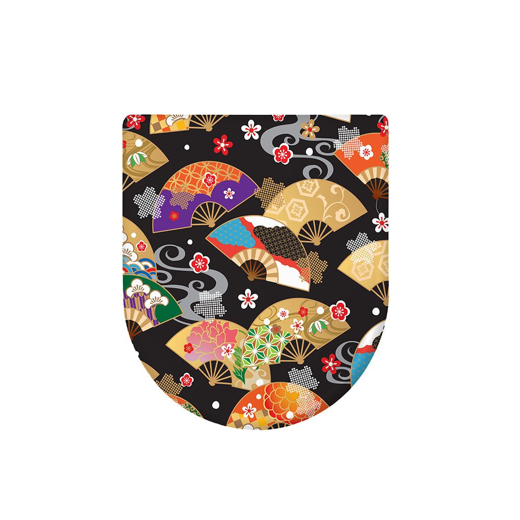 Japanese Hand Fan Pattern Print Toilet Lid Cover