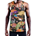 Japanese Hand Fan Pattern Print Men's Workout Tank Top