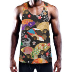 Japanese Hand Fan Pattern Print Training Tank Top