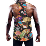 Japanese Hand Fan Pattern Print Training Tank Top