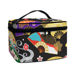Japanese Hand Fan Pattern Print Travel Makeup Bag