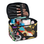 Japanese Hand Fan Pattern Print Travel Makeup Bag
