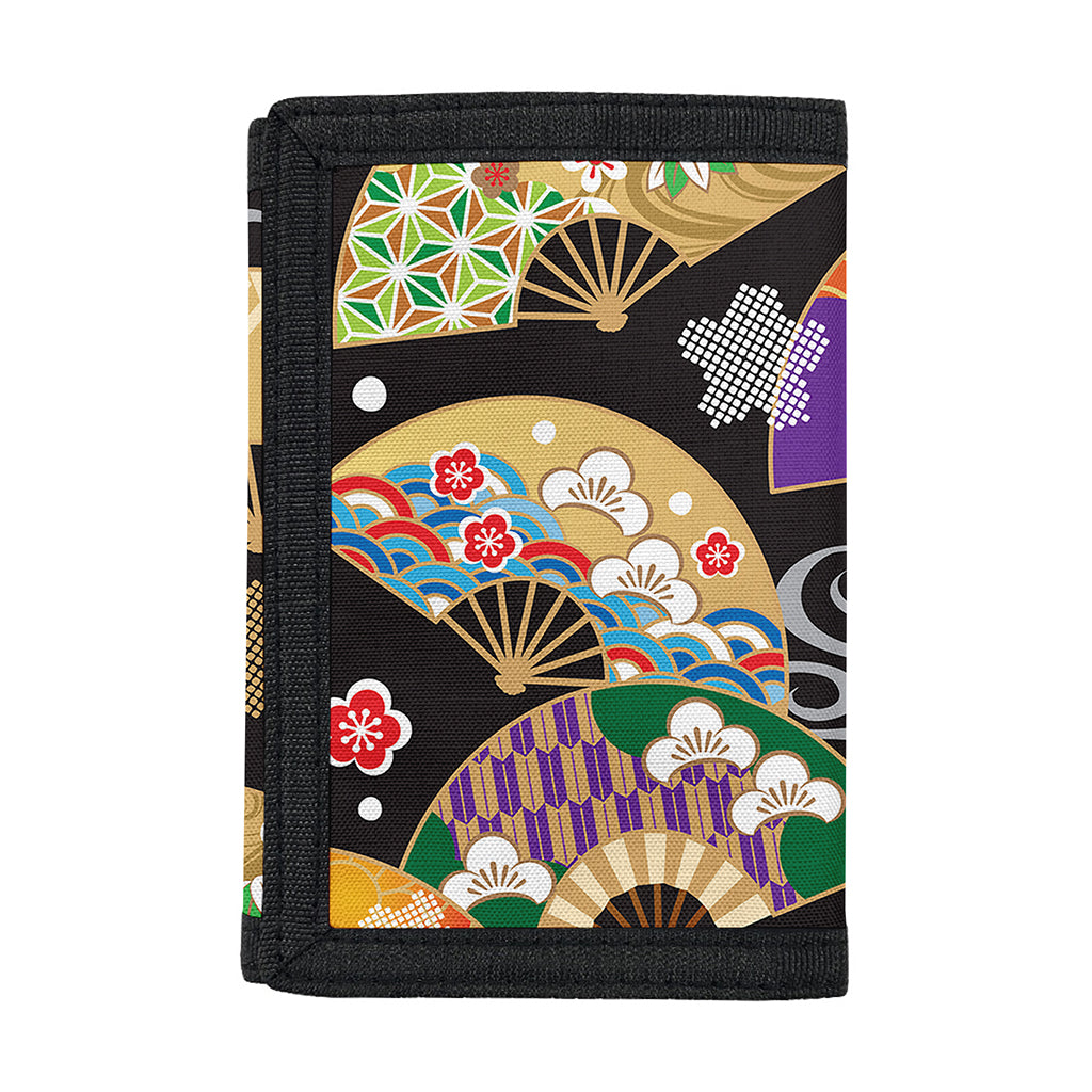 Japanese Hand Fan Pattern Print Trifold Wallet