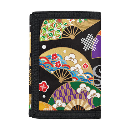 Japanese Hand Fan Pattern Print Trifold Wallet