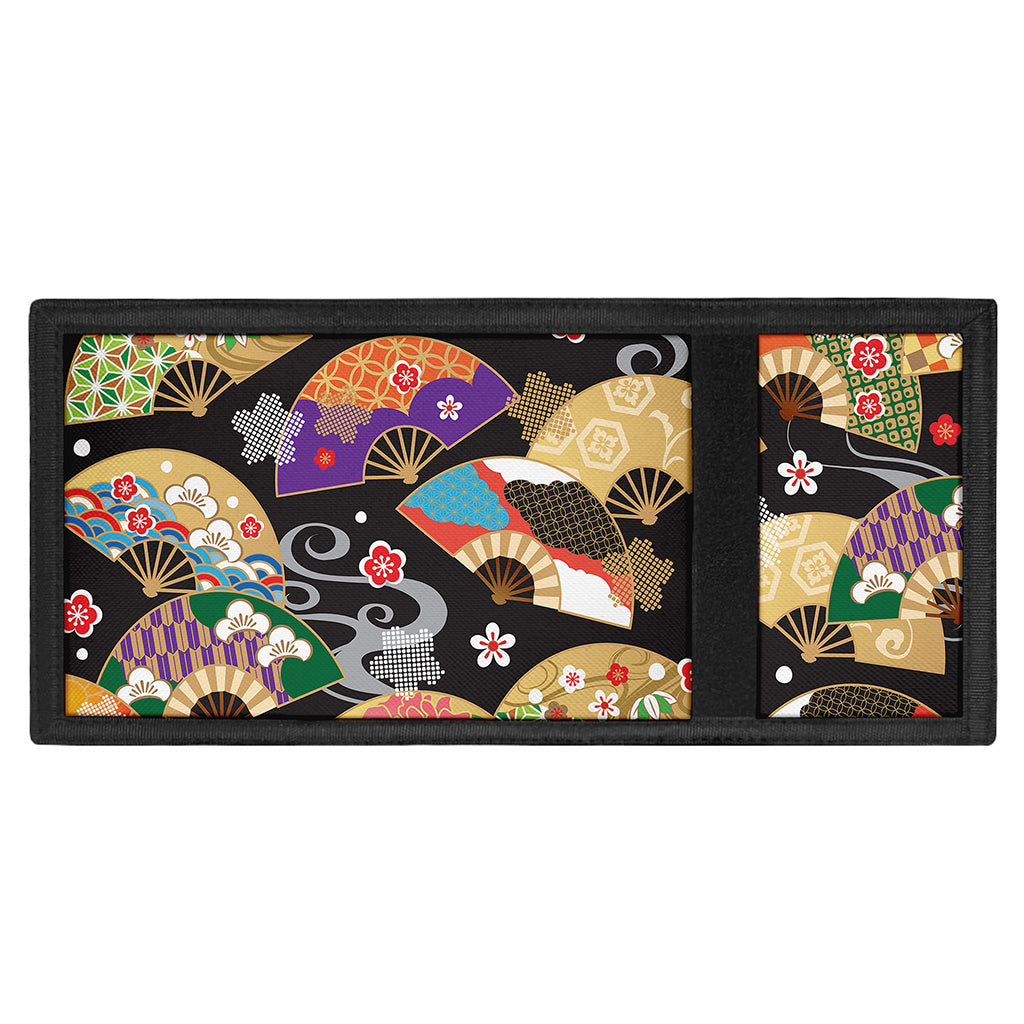 Japanese Hand Fan Pattern Print Trifold Wallet