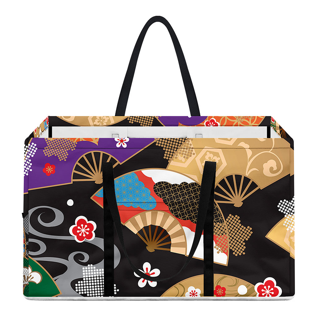 Japanese Hand Fan Pattern Print Utility Tote Bag