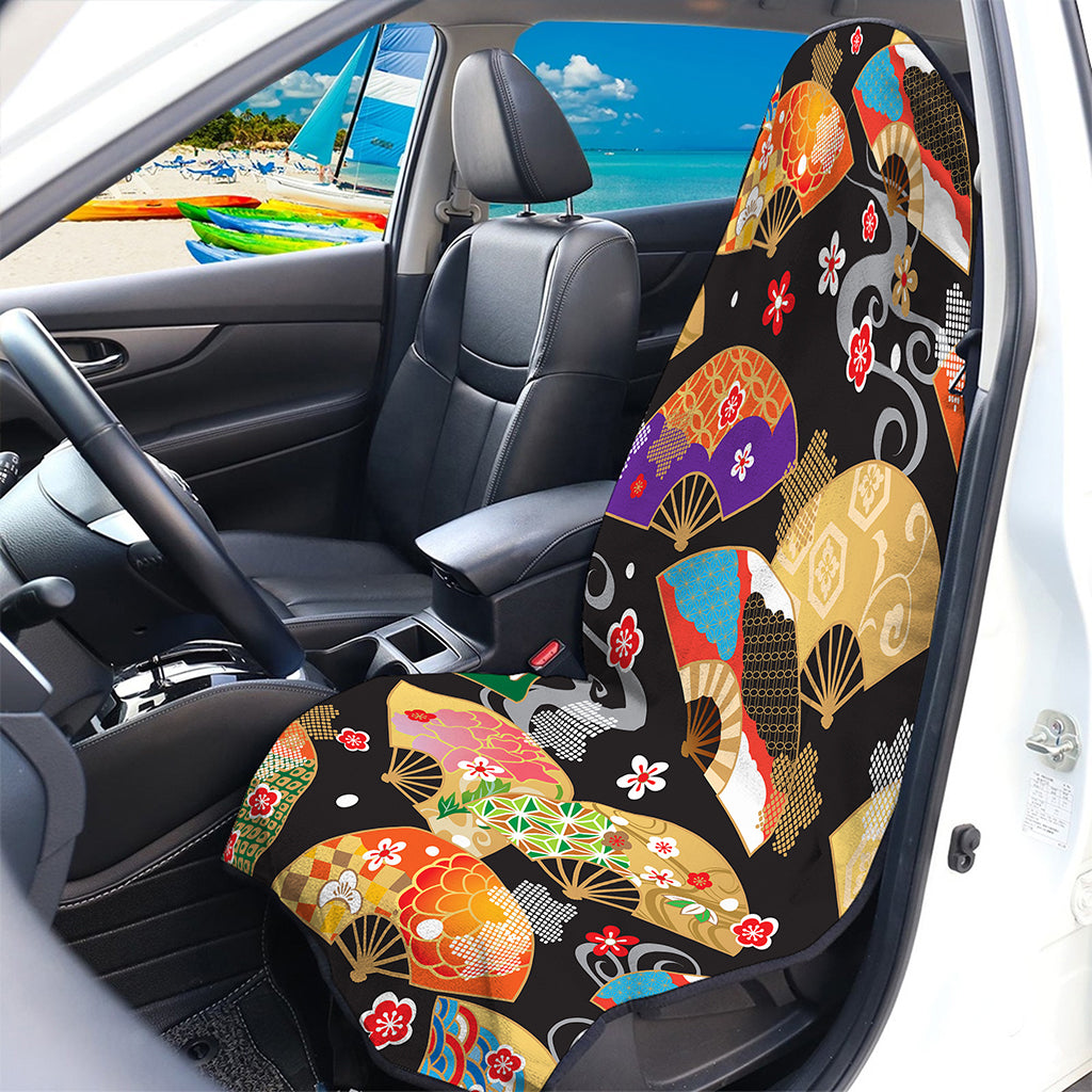 Japanese Hand Fan Pattern Print Waterproof Car Seat Cover