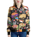 Japanese Hand Fan Pattern Print Women's Bomber Jacket