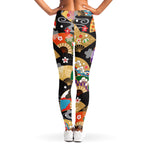 Japanese Hand Fan Pattern Print Women's Leggings