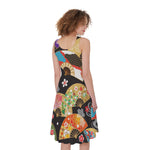 Japanese Hand Fan Pattern Print Women's Sleeveless Dress