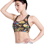 Japanese Hand Fan Pattern Print Women's Sports Bra
