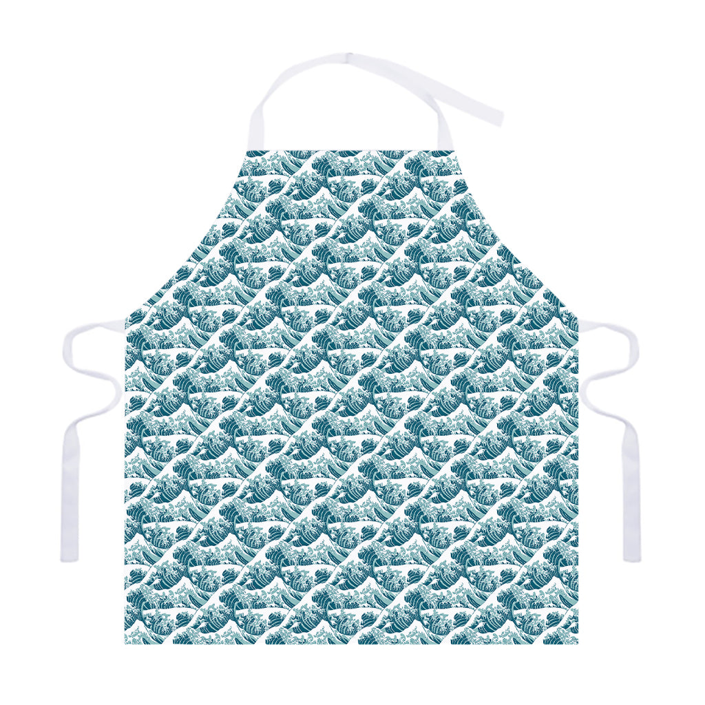 Japanese Kanagawa Wave Pattern Print Adjustable Apron