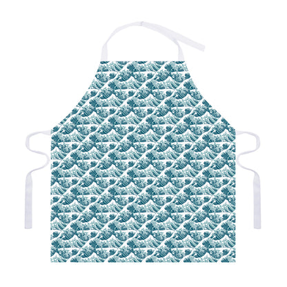 Japanese Kanagawa Wave Pattern Print Adjustable Apron