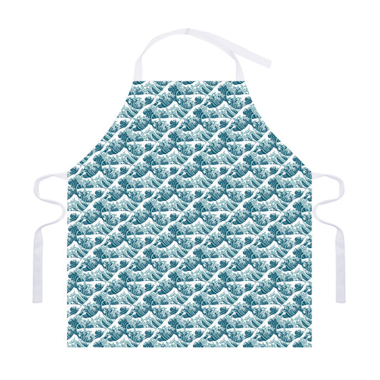Japanese Kanagawa Wave Pattern Print Adjustable Apron