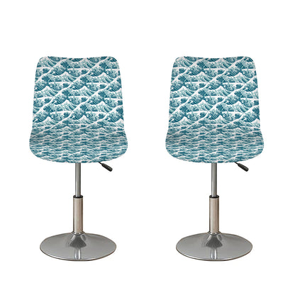 Japanese Kanagawa Wave Pattern Print Bar Stool Covers