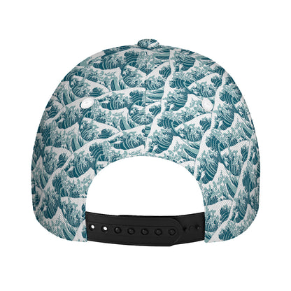 Japanese Kanagawa Wave Pattern Print Baseball Cap