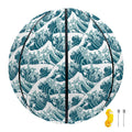 Japanese Kanagawa Wave Pattern Print Basketball