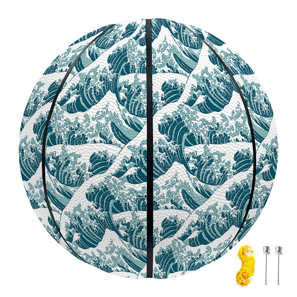 Japanese Kanagawa Wave Pattern Print Basketball