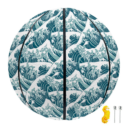Japanese Kanagawa Wave Pattern Print Basketball