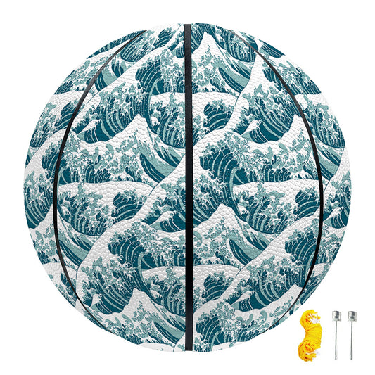Japanese Kanagawa Wave Pattern Print Basketball