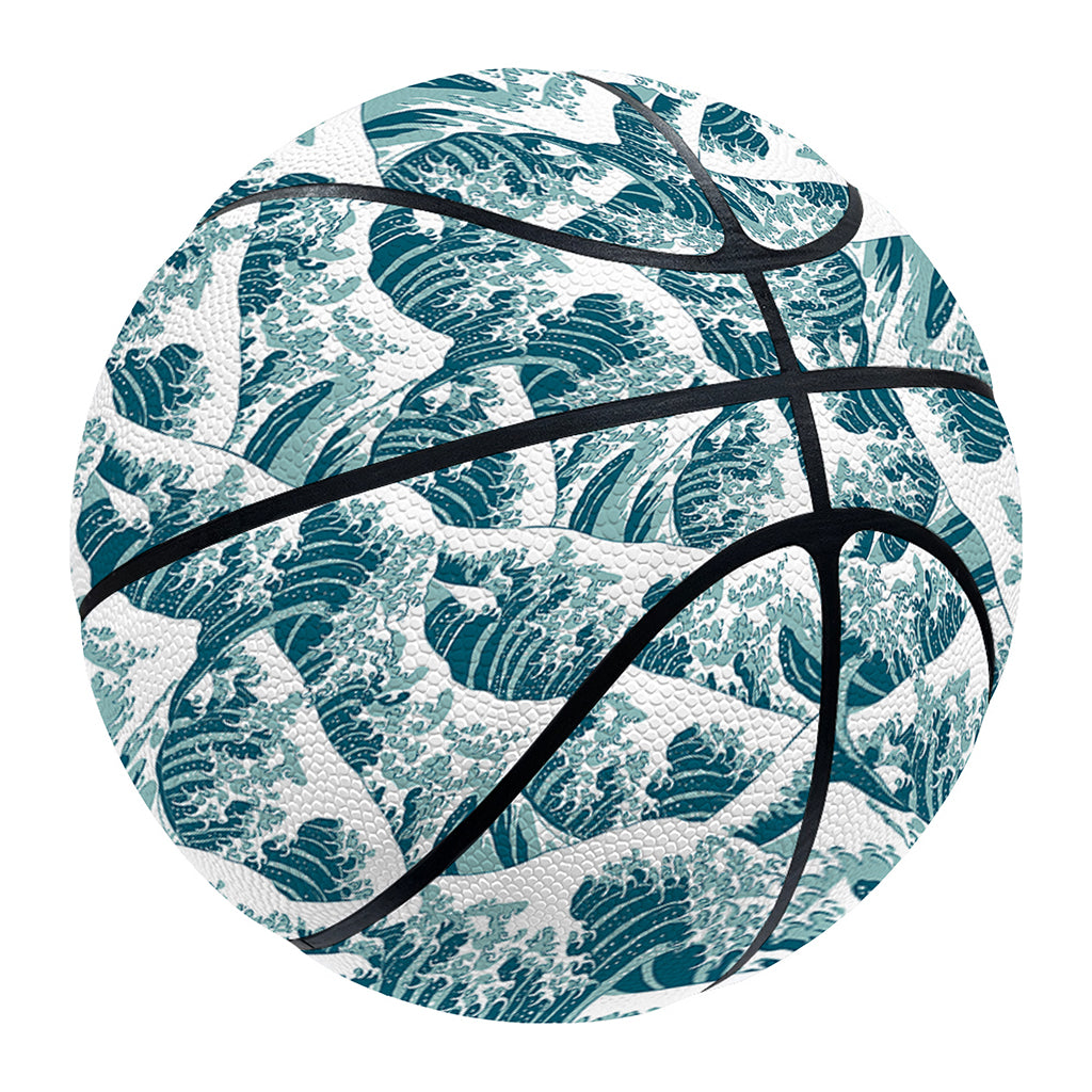 Japanese Kanagawa Wave Pattern Print Basketball