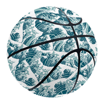Japanese Kanagawa Wave Pattern Print Basketball