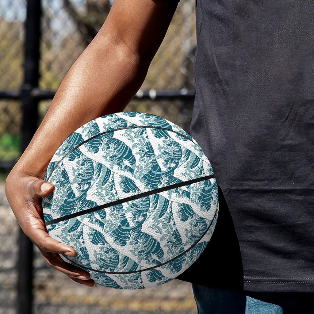 Japanese Kanagawa Wave Pattern Print Basketball