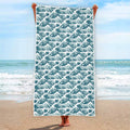 Japanese Kanagawa Wave Pattern Print Beach Towel