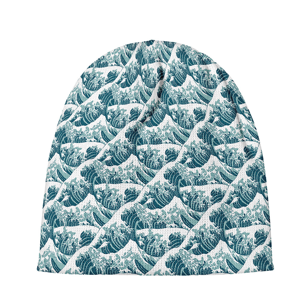 Japanese Kanagawa Wave Pattern Print Beanie