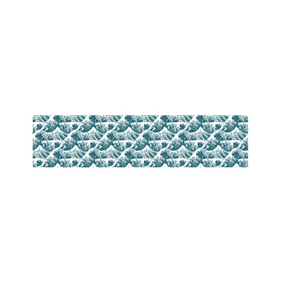 Japanese Kanagawa Wave Pattern Print Bed Runner