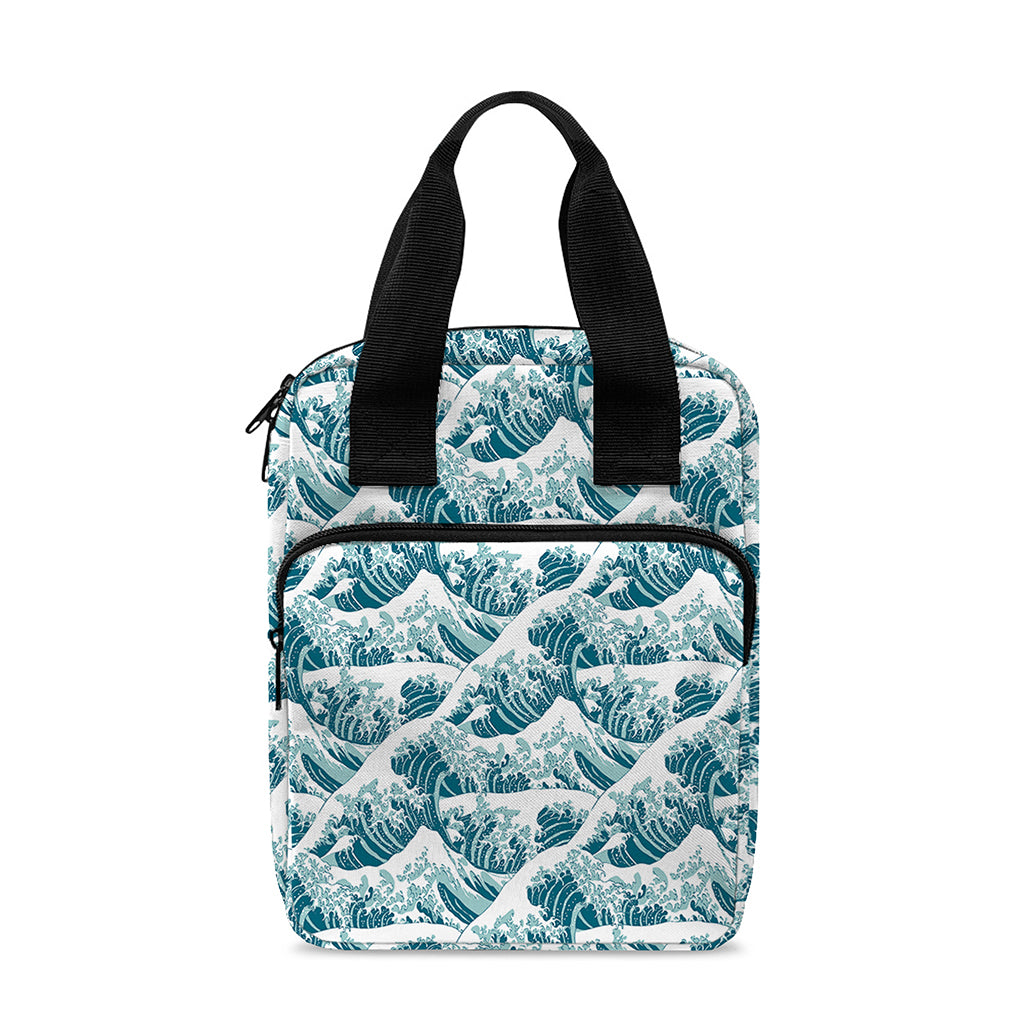 Japanese Kanagawa Wave Pattern Print Bible Tote Bag