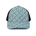 Japanese Kanagawa Wave Pattern Print Black Mesh Trucker Hat