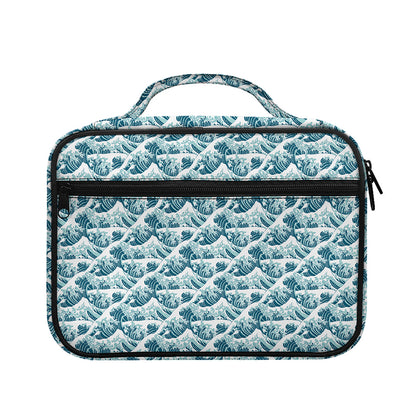Japanese Kanagawa Wave Pattern Print Briefcase Bible Bag