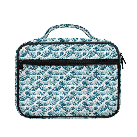 Japanese Kanagawa Wave Pattern Print Briefcase Bible Bag