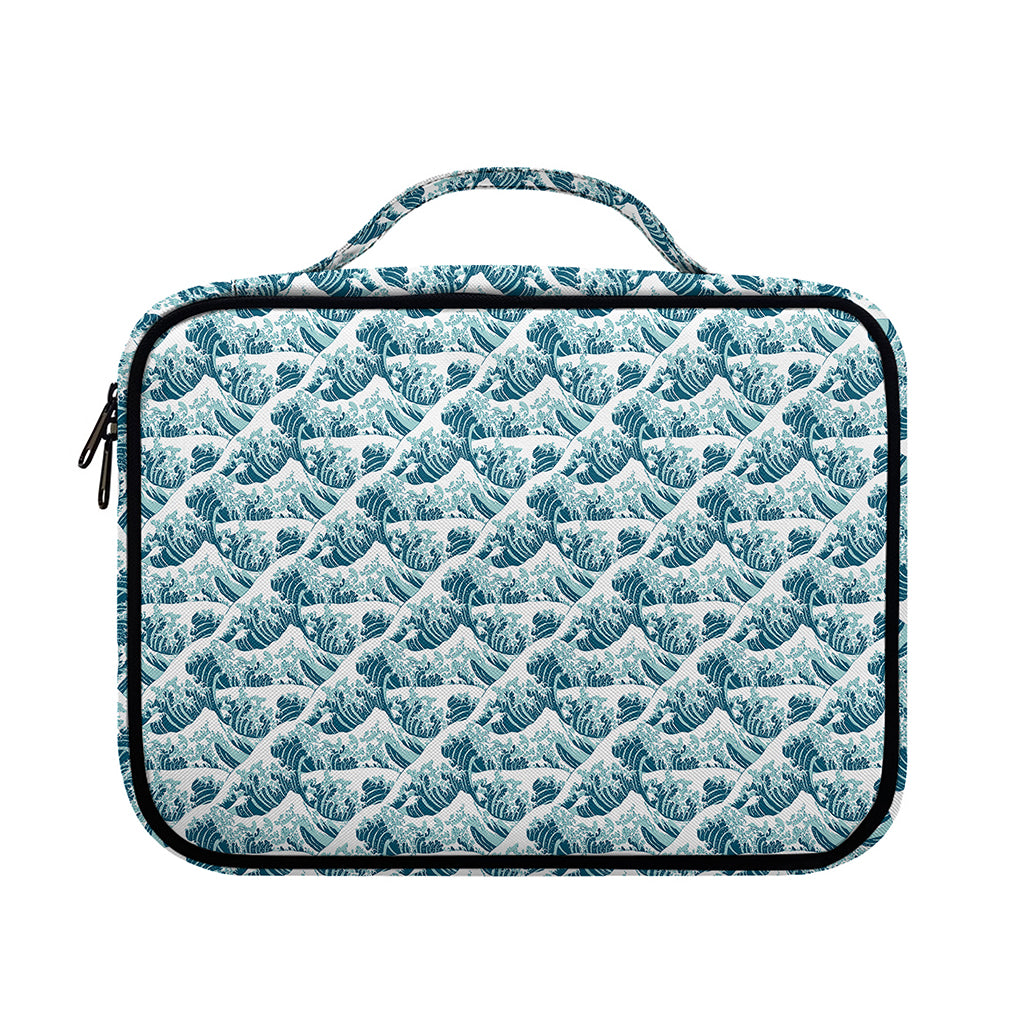 Japanese Kanagawa Wave Pattern Print Briefcase Bible Bag