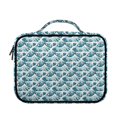 Japanese Kanagawa Wave Pattern Print Briefcase Bible Bag