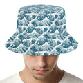 Japanese Kanagawa Wave Pattern Print Bucket Hat