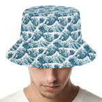 Japanese Kanagawa Wave Pattern Print Bucket Hat
