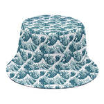 Japanese Kanagawa Wave Pattern Print Bucket Hat