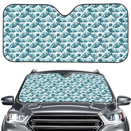 Japanese Kanagawa Wave Pattern Print Car Windshield Sun Shade