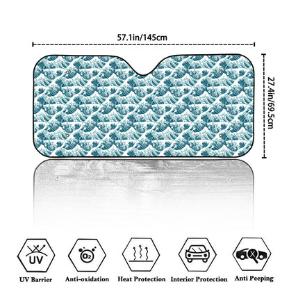 Japanese Kanagawa Wave Pattern Print Car Windshield Sun Shade