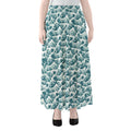 Japanese Kanagawa Wave Pattern Print Chiffon Maxi Skirt