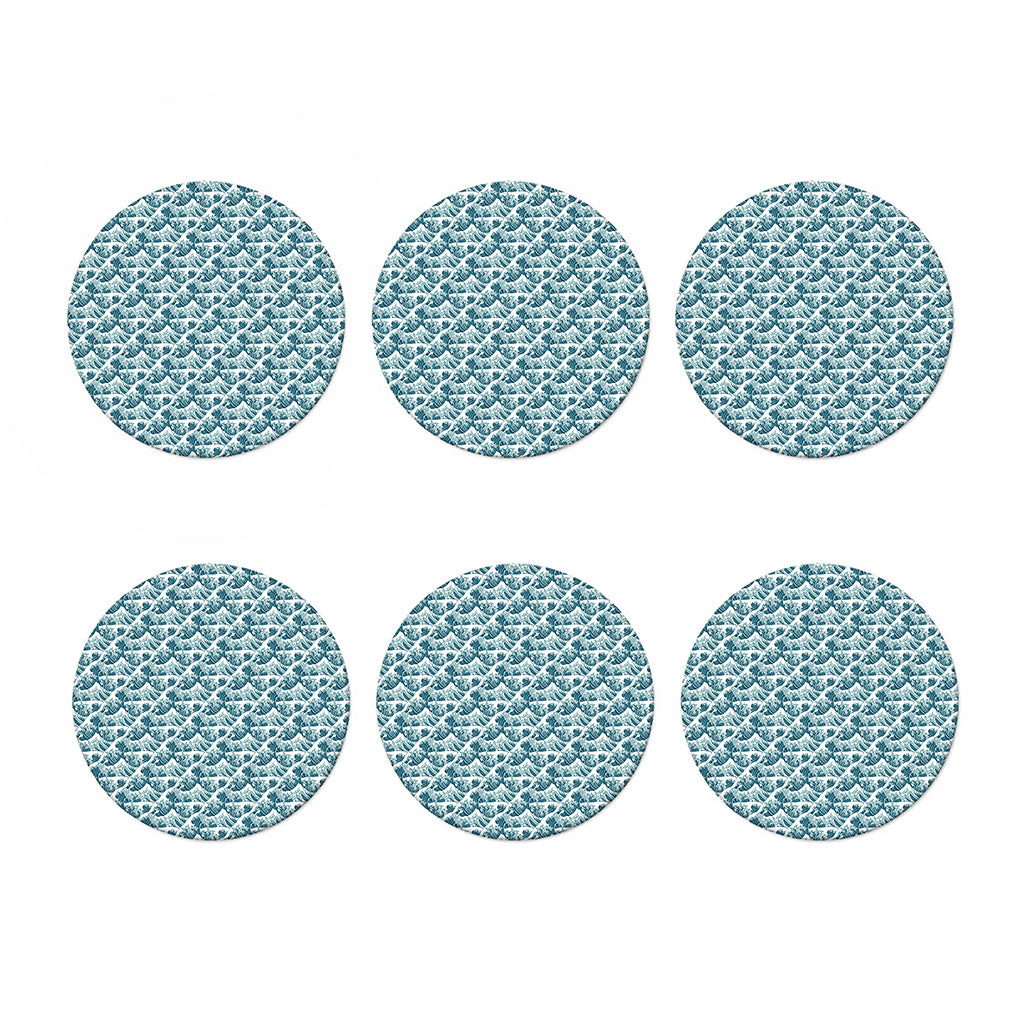 Japanese Kanagawa Wave Pattern Print Coaster Set